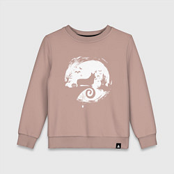 Свитшот хлопковый детский Полнолуние Корги, цвет: пыльно-розовый