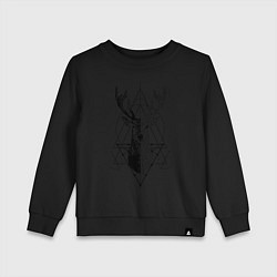 Свитшот хлопковый детский Polygonal deer, цвет: черный