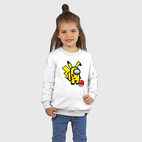 Детский свитшот Among us Pikachu and Pokeball / Белый – фото 3