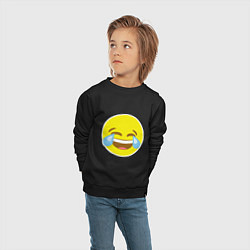 Свитшот хлопковый детский Эмоджи смех, цвет: черный — фото 2