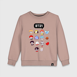 Свитшот хлопковый детский BTS BT21, цвет: пыльно-розовый