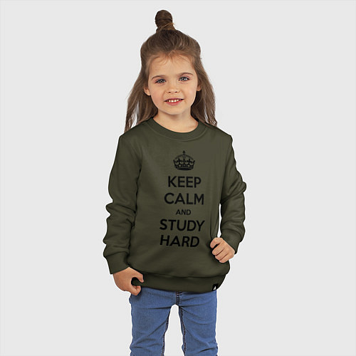 Детский свитшот Keep Calm & Study Hard / Хаки – фото 3