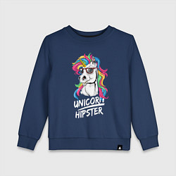 Свитшот хлопковый детский Unicorn hipster, цвет: тёмно-синий