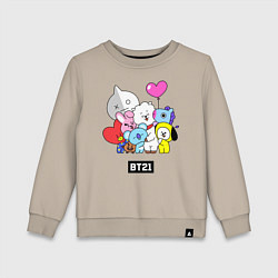 Свитшот хлопковый детский BT21, цвет: миндальный