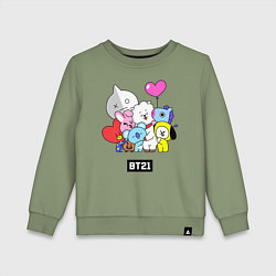 Свитшот хлопковый детский BT21, цвет: авокадо