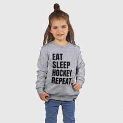 Свитшот хлопковый детский EAT SLEEP HOCKEY REPEAT, цвет: меланж — фото 2