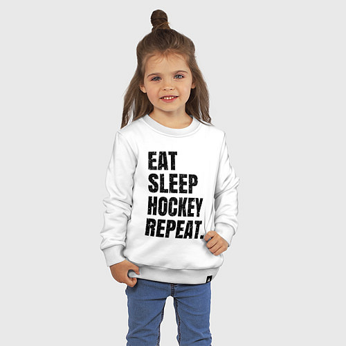 Детский свитшот EAT SLEEP HOCKEY REPEAT / Белый – фото 3
