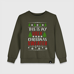 Свитшот хлопковый детский My ugly christmas sweater, цвет: хаки