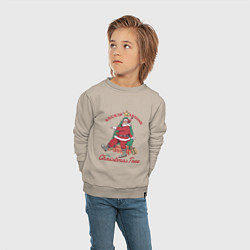 Свитшот хлопковый детский Rockin Santa, цвет: миндальный — фото 2
