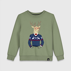 Свитшот хлопковый детский Hipster Deer, цвет: авокадо