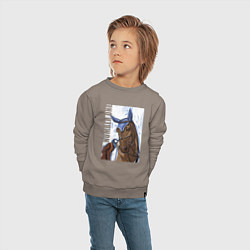 Свитшот хлопковый детский Number one, цвет: утренний латте — фото 2