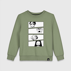 Свитшот хлопковый детский Клинок рассекающий демонов, цвет: авокадо