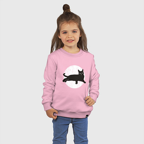Детский свитшот Черный кот / Светло-розовый – фото 3