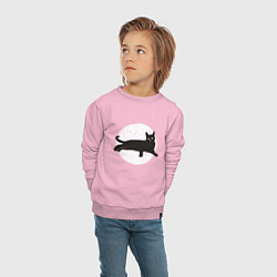 Свитшот хлопковый детский Черный кот, цвет: светло-розовый — фото 2