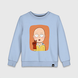 Свитшот хлопковый детский Сайтама One Punch Man, цвет: мягкое небо