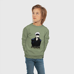 Свитшот хлопковый детский Jujutsu Kaisen - Satoru Gojou, цвет: авокадо — фото 2