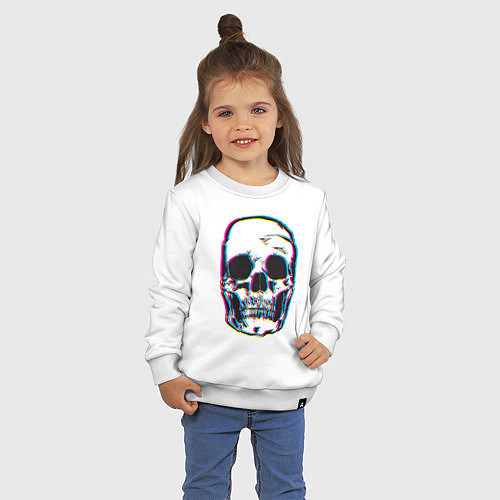 Детский свитшот Glitch Skull / Белый – фото 3