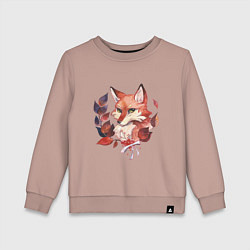 Свитшот хлопковый детский Акварельный лис, цвет: пыльно-розовый