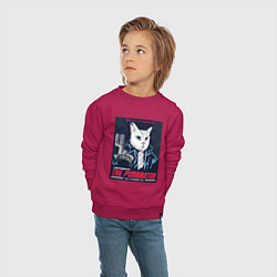 Свитшот хлопковый детский Кот Терминатор пародия, цвет: маджента — фото 2