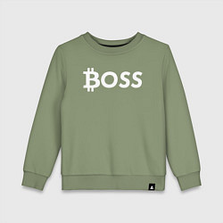 Свитшот хлопковый детский БИТКОИН ДЕД BITCOIN BOSS, цвет: авокадо