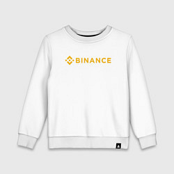 Свитшот хлопковый детский BINANCE БИНАНС БИРЖА, цвет: белый