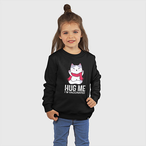 Детский свитшот Hug Me Im Vaccinated / Черный – фото 3