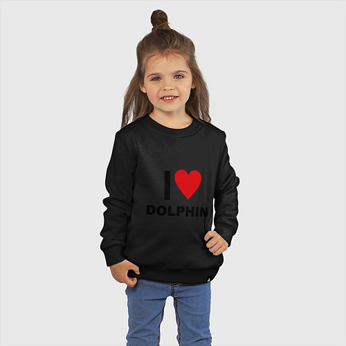 Детский свитшот I love Dolphin / Черный – фото 3