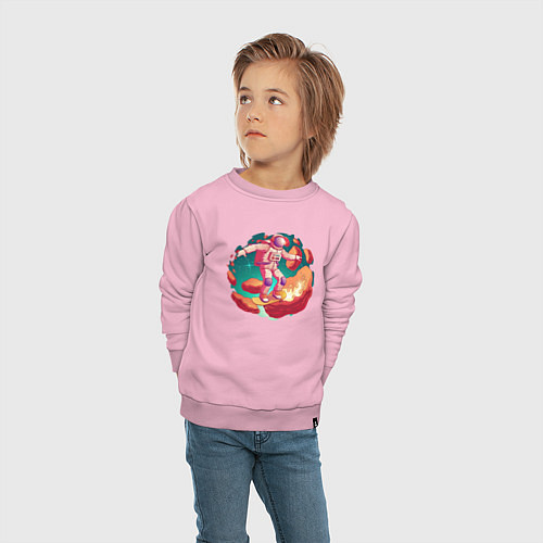Детский свитшот Космический скейтер / Светло-розовый – фото 4