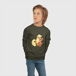 Свитшот хлопковый детский Applejack, цвет: хаки — фото 2