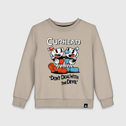 Свитшот хлопковый детский Cuphead, Dont deal with devil, цвет: миндальный