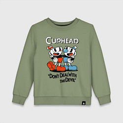 Свитшот хлопковый детский Cuphead, Dont deal with devil, цвет: авокадо