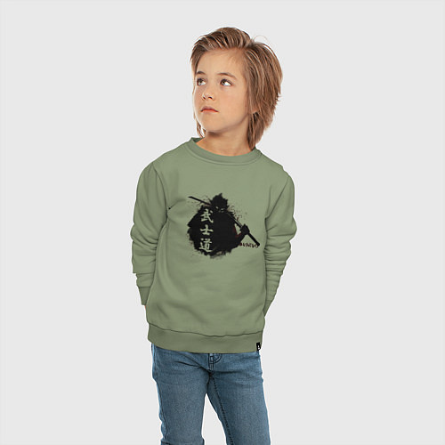 Детский свитшот Busido - путь воина демонического / Авокадо – фото 4