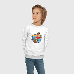 Свитшот хлопковый детский Супер Строитель, цвет: белый — фото 2