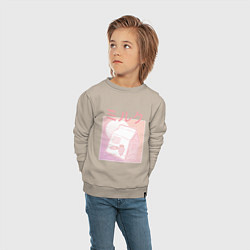 Свитшот хлопковый детский Vaporwave Strawberry Milk, цвет: миндальный — фото 2