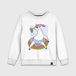 Свитшот хлопковый детский Chilling Unicorn, цвет: белый