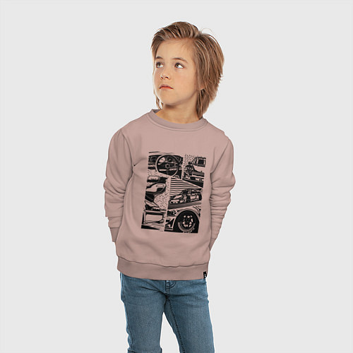 Детский свитшот PORSCHE ПОРШЕ КОЛЛАЖ / Пыльно-розовый – фото 4