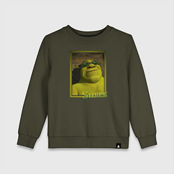 Свитшот хлопковый детский Шрек в очках, цвет: хаки