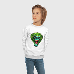 Свитшот хлопковый детский Злая зеленая обезьяна, цвет: белый — фото 2