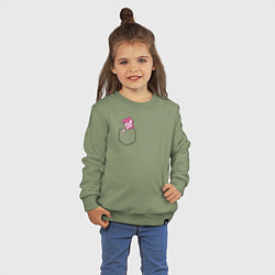 Свитшот хлопковый детский Pinkie Dance в кармане, цвет: авокадо — фото 2