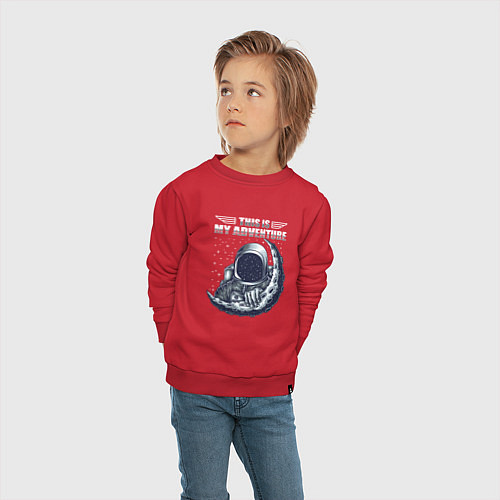Детский свитшот Космонавт и луна / Красный – фото 4