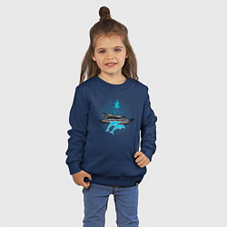 Свитшот хлопковый детский Яхта и дельфины, цвет: тёмно-синий — фото 2