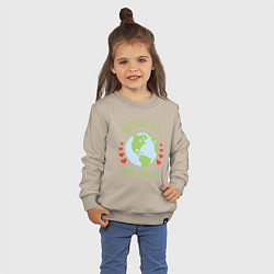 Свитшот хлопковый детский Respect Earth, цвет: миндальный — фото 2