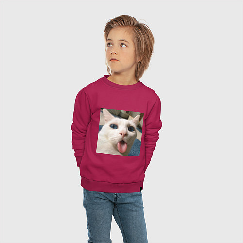 Детский свитшот Мем про кота / Маджента – фото 4