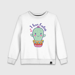 Свитшот хлопковый детский I Love Cactus, цвет: белый