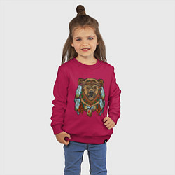 Свитшот хлопковый детский Славянский медведь, цвет: маджента — фото 2