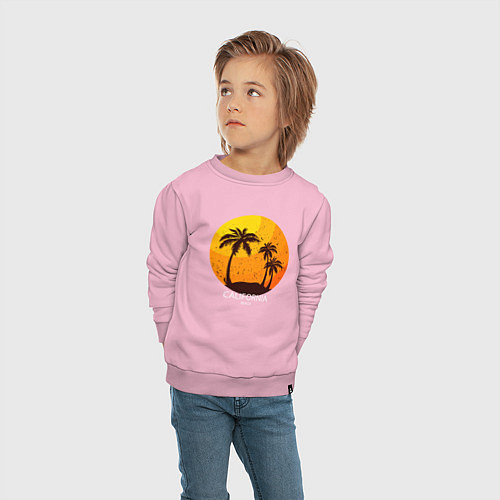Детский свитшот Лето, пальмы, Калифорния / Светло-розовый – фото 4