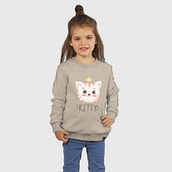 Свитшот хлопковый детский Котик в короне Kitty, цвет: миндальный — фото 2