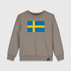 Свитшот хлопковый детский Швеция Флаг Швеции, цвет: утренний латте