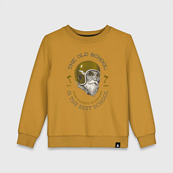 Свитшот хлопковый детский Байкерская школа, цвет: горчичный