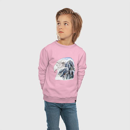 Детский свитшот Орел и горы / Светло-розовый – фото 4